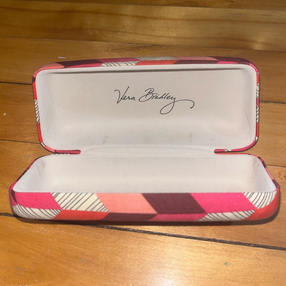 Vera Bradley Pink Hard Shell Eyeglasses CLAMSHELL Sunglasses Case Hinged Travel